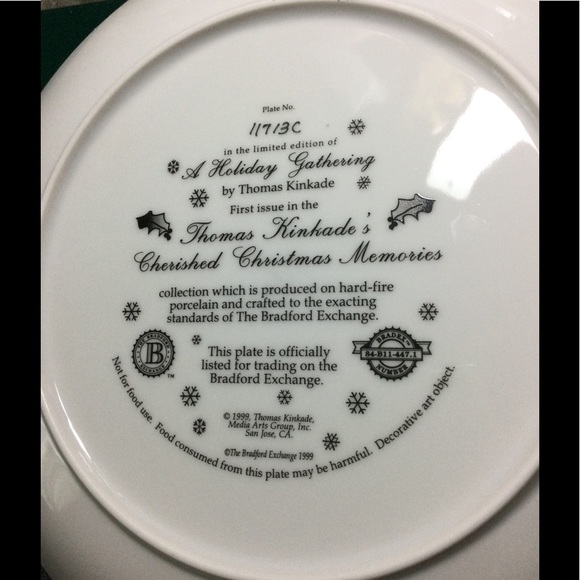 THOMAS KINKADE 1999 HOLIDAY GATHERING COLLECTOR PLATE NEW IN BOX-  COA - Picture 2 of 7